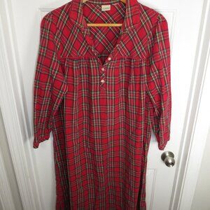 Vintage L.L. Bean Long Flannel Tartan Plaid Nightgown Women's 2XL Cottagecore